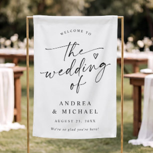 Wedding Welcome Modern Heart Fabric Welcome Sign