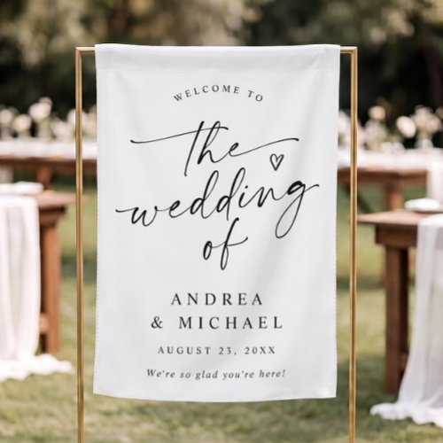 Wedding Welcome Modern Heart Fabric Welcome Sign