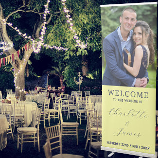 Wedding Welcome Name And Photo Navy And Yellow