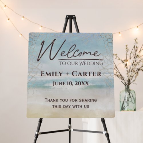Wedding Welcome On Ocean Watercolor Foam Board