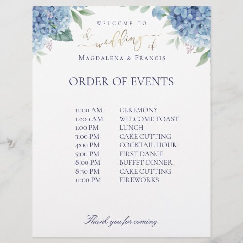 wedding welcome order of services