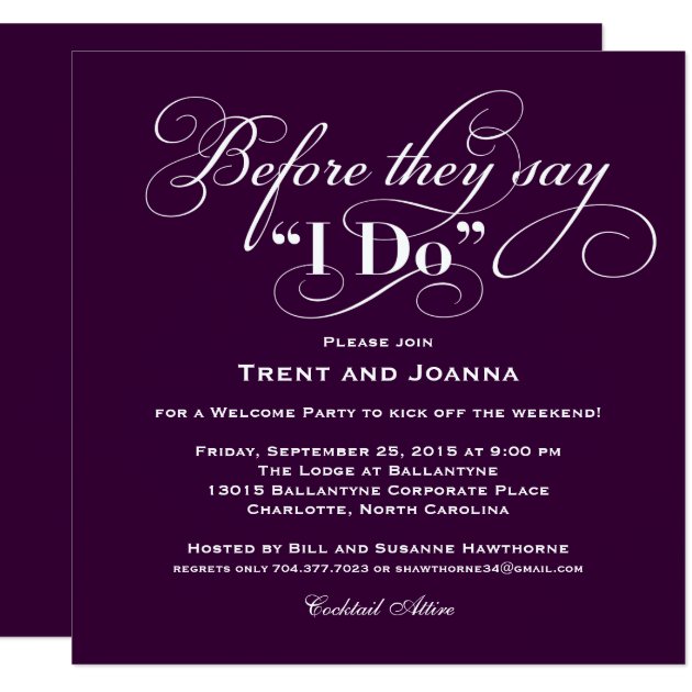  Wedding Welcome Party Invitation Wedding Vows Zazzle com