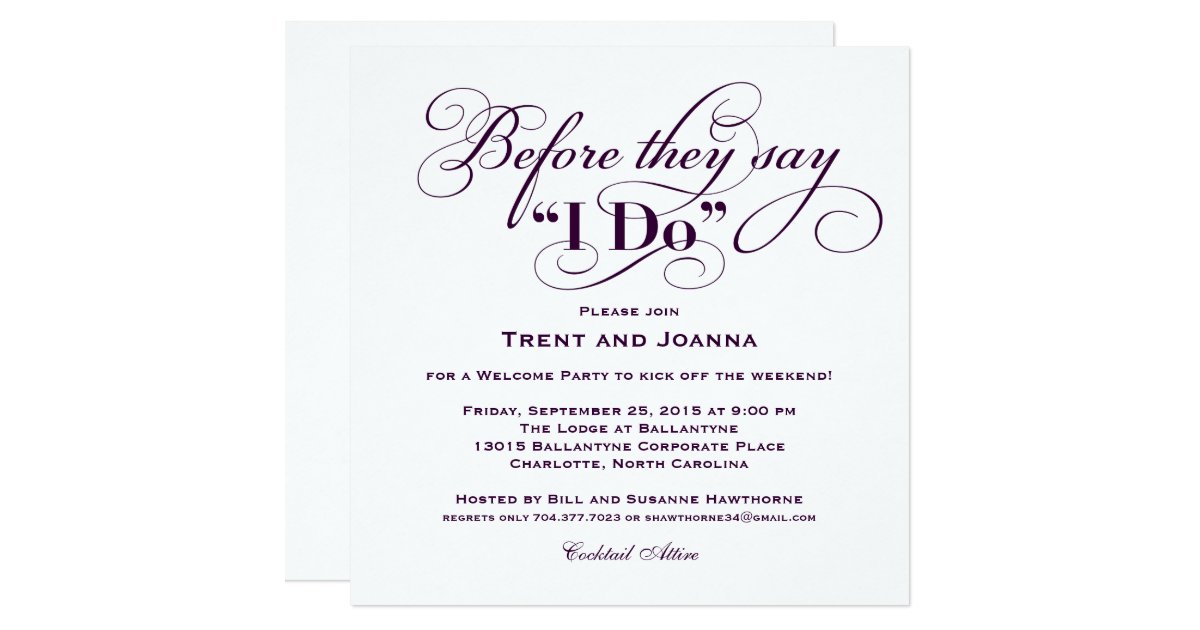 Wedding Welcome Party Invitation | Wedding Vows | Zazzle.com