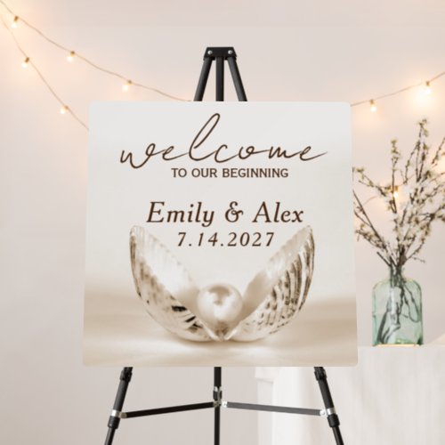 Wedding Welcome Pearl in Seashell  Foam Board