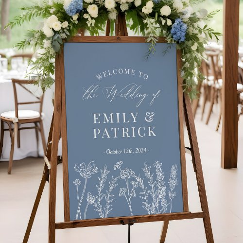 Wedding Welcome Periwinkle Blue Wildflower Poster