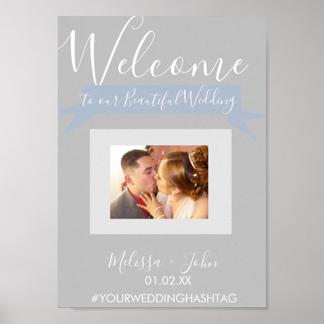Wedding Welcome Photo Collage Banner Poster (Front)