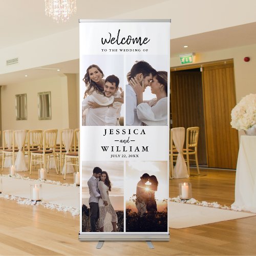 Wedding Welcome Photo Collage Retractable Banner