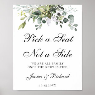 Wedding Welcome Pick a Seat Not a Side Poster Sign