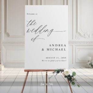 Wedding Welcome Poster Elegant Black and White