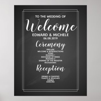 Wedding Welcome Poster Order Of Events by TheArtyApples at Zazzle
