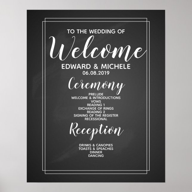 wedding welcome poster order of events (Front)