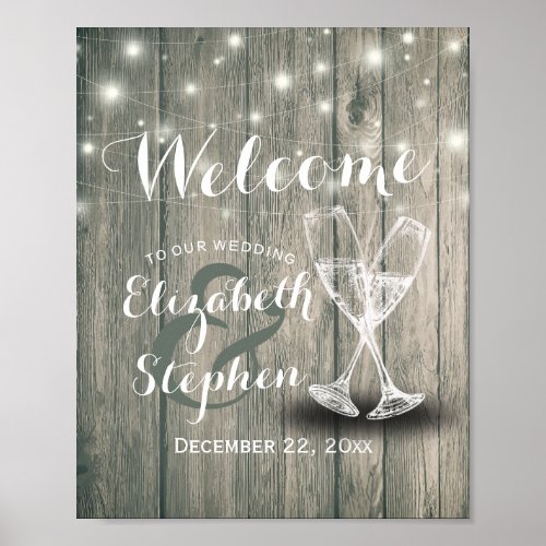 Wedding Welcome Reception Sign Champagne Glasses