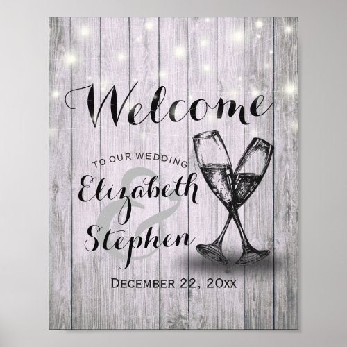 Wedding Welcome Reception Sign Champagne Glasses