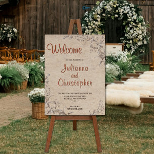 Wedding Welcome Rustic Boho Terracotta Wildflowers Foam Board