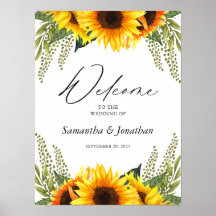 Wedding Welcome Rustic Sunflowers