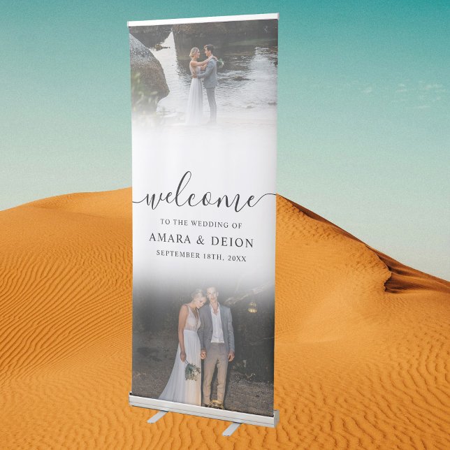 Wedding Welcome Script 2 Photos Boho Retractable Banner (Wedding Welcome Script 2 Photos Boho Retractable Banner)