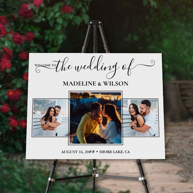 Wedding Welcome Script 3 Photo Collage Foam Board (Creator Uploaded)