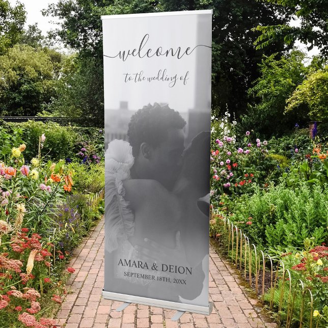 Wedding Welcome Script Calligraphy Full Photo Retractable Banner (Wedding Welcome Script Calligraphy Full Photo Retractable Banner)