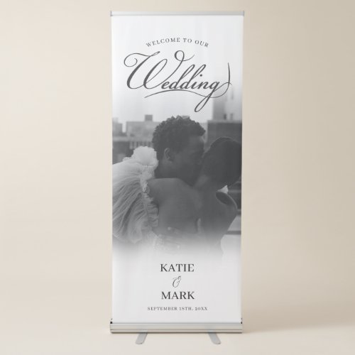 Wedding Welcome Script Calligraphy Modern Photo Retractable Banner