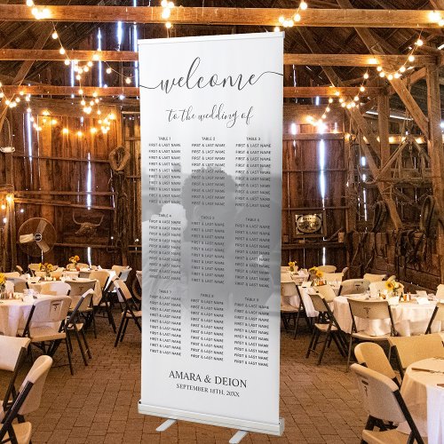 Wedding Welcome Script Photo Elegant Seating Chart Retractable Banner