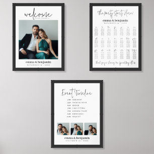 Wedding Welcome - Seating Chart - Order of Events Wall Art Sets