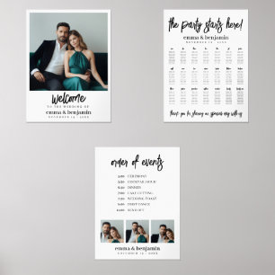 Wedding Welcome - Seating Chart - Order of Events Wall Art Sets
