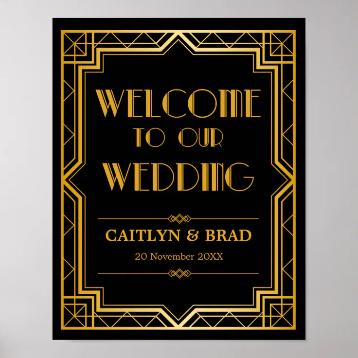 Wedding Welcome Sign | Art Deco | Zazzle