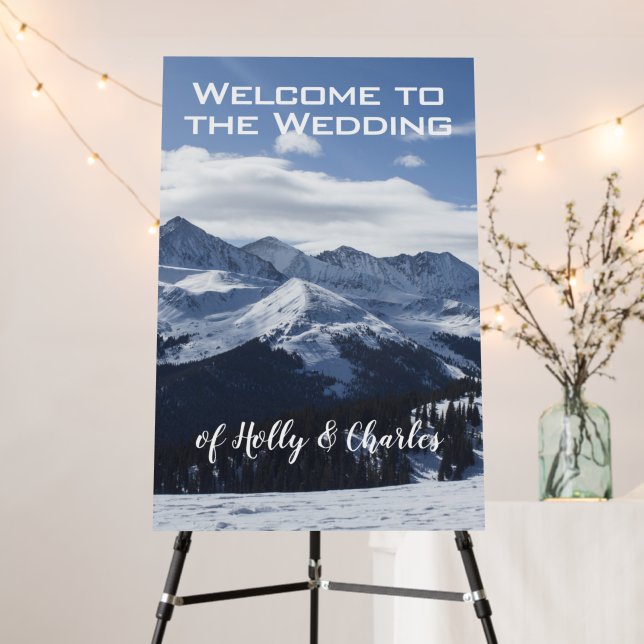 Wedding Welcome Sign - Atmospheric Snowy Mountains (In Situ (Stand))