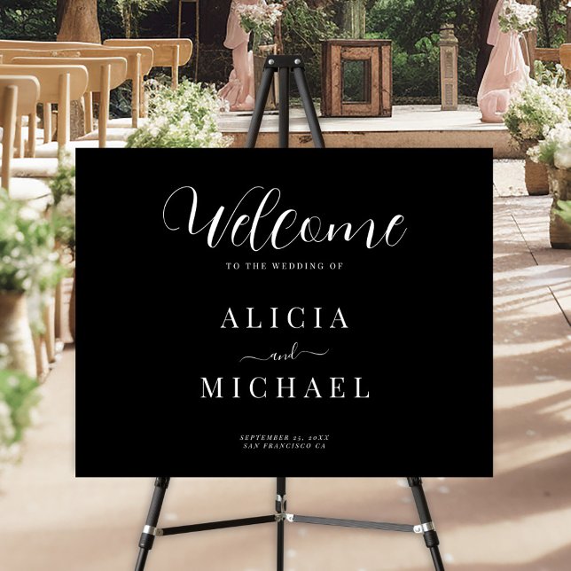 Wedding welcome sign black elegant simple script (Creator Uploaded)