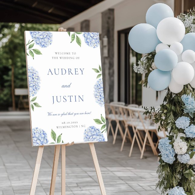 Wedding Welcome Sign, Classic Blue Hydrangea Foam Board (Creator Uploaded)