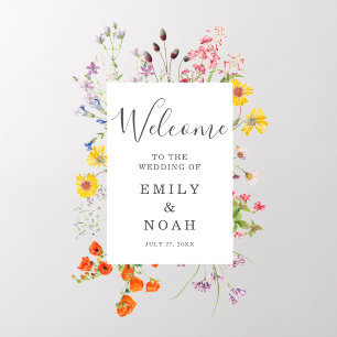 Wedding Welcome Sign Colorful Wildflower Wall Decal
