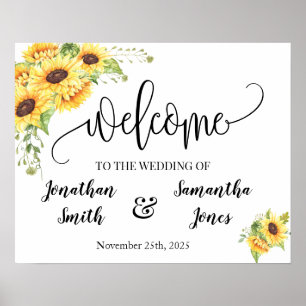 Wedding welcome sign country chic sunflowers