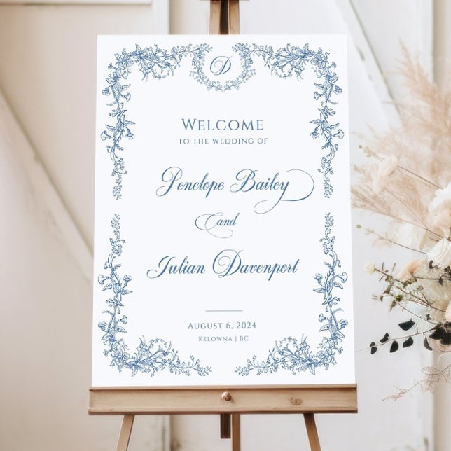 Wedding Welcome Sign Dusty Blue, Chinoiserie Weddi (Creator Uploaded)