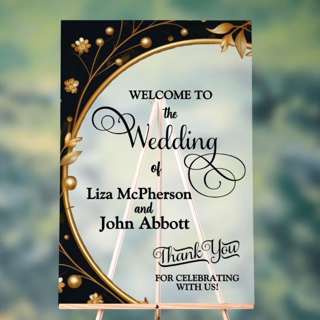 Wedding Welcome Sign Elegant Black & Gold (Neutral)