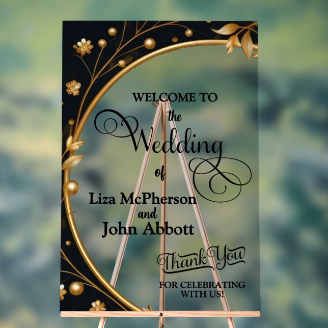 Wedding Welcome Sign Elegant Black & Gold (Neutral)