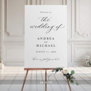 Wedding Welcome Sign Elegant Black & White Classic