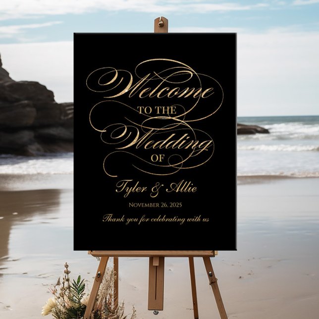 Wedding welcome sign elegant gold calligraphy (Creator Uploaded)