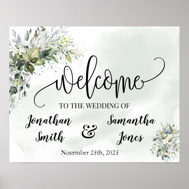 Wedding welcome sign eucalyptus succulent poster (Front)