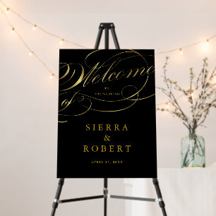 Wedding Welcome Sign Fancy Faux Gold Foil Script
