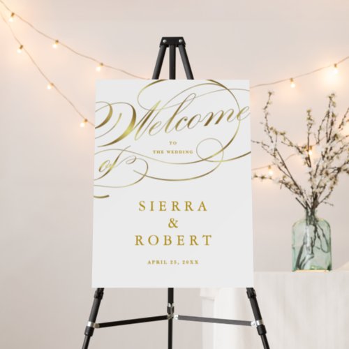 Wedding Welcome Sign Fancy Faux Gold Foil Script