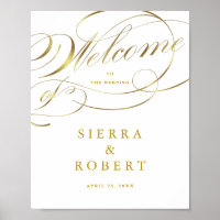 Elegant Script Gold Wedding Welcome Sign