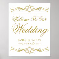 Elegant Script Gold Wedding Welcome Sign