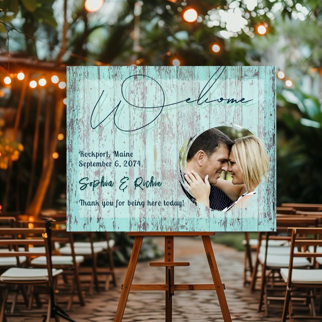 Wedding Welcome Sign Gray Wood Brushstroke Photo (Creator Uploaded)