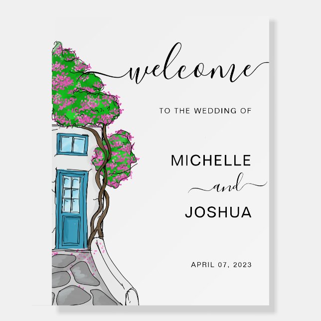 Wedding Welcome Sign Greece Greek Island Mykonos (Front)