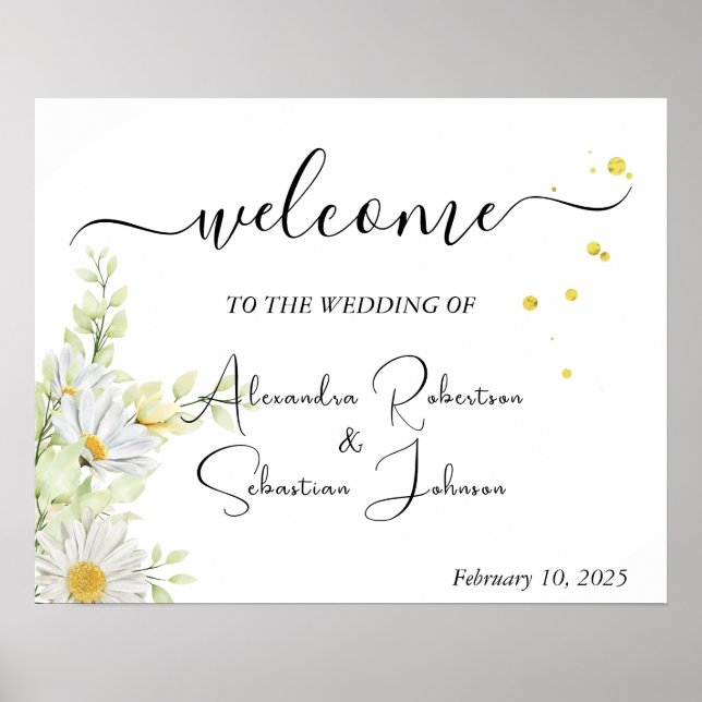Wedding Welcome Sign Greenery Chrysanthemum  (Front)