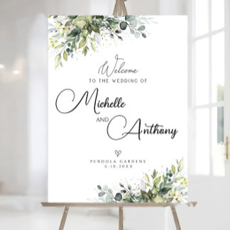 Wedding Welcome Sign, Greenery Wedding sign, Green Foam Board