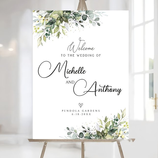 Wedding Welcome Sign, Greenery Wedding sign, Green Foam Board (Creator Uploaded)