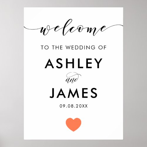 Wedding Welcome Sign Greeting Sign Coral Poster