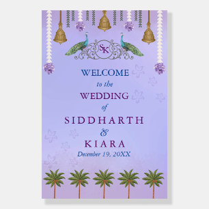 Wedding welcome sign Indian bells editable
