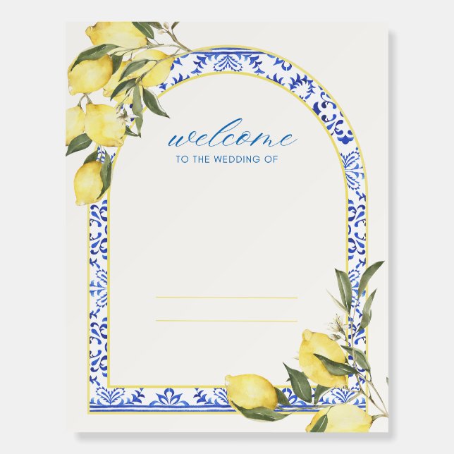 Wedding Welcome sign, lemons, summer, italian Foam Board (Front)
